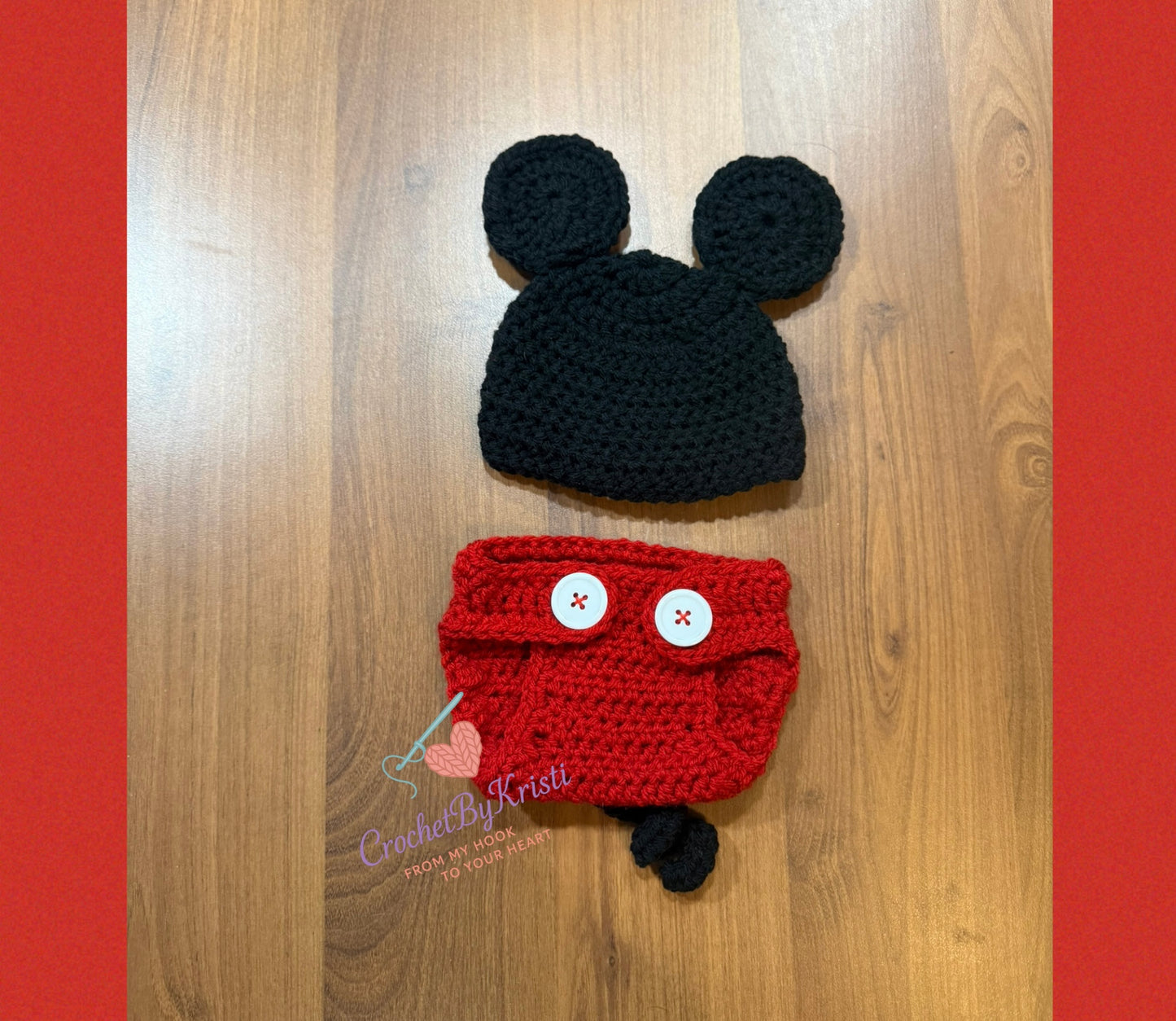 Handmade Mickey Mouse Newborn to 3 Months Outfit