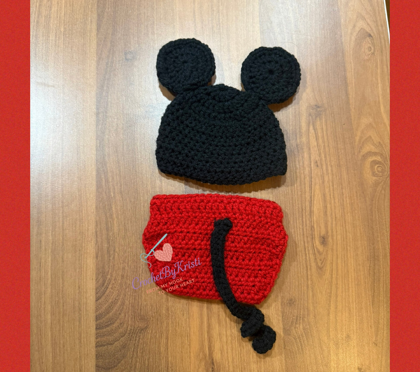 Handmade Mickey Mouse Newborn to 3 Months Outfit